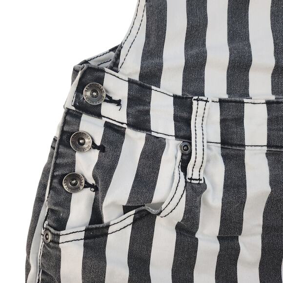 Striped Overall Romper Womens Medium Black White Beetlejuice Referee Conductor - Picture 7 of 16
